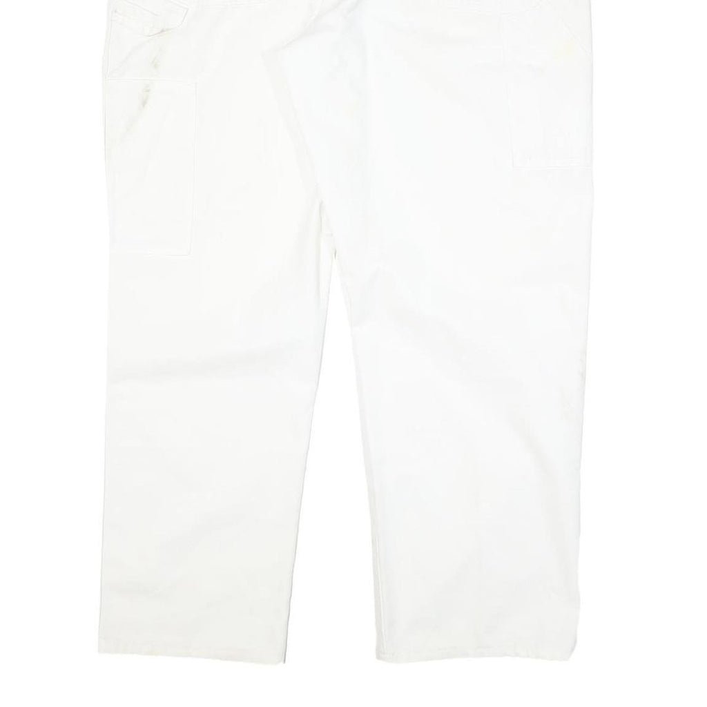 DICKIES Mens Cotton Blend White Regular Straight Trousers W37 L29 Workwear Zip