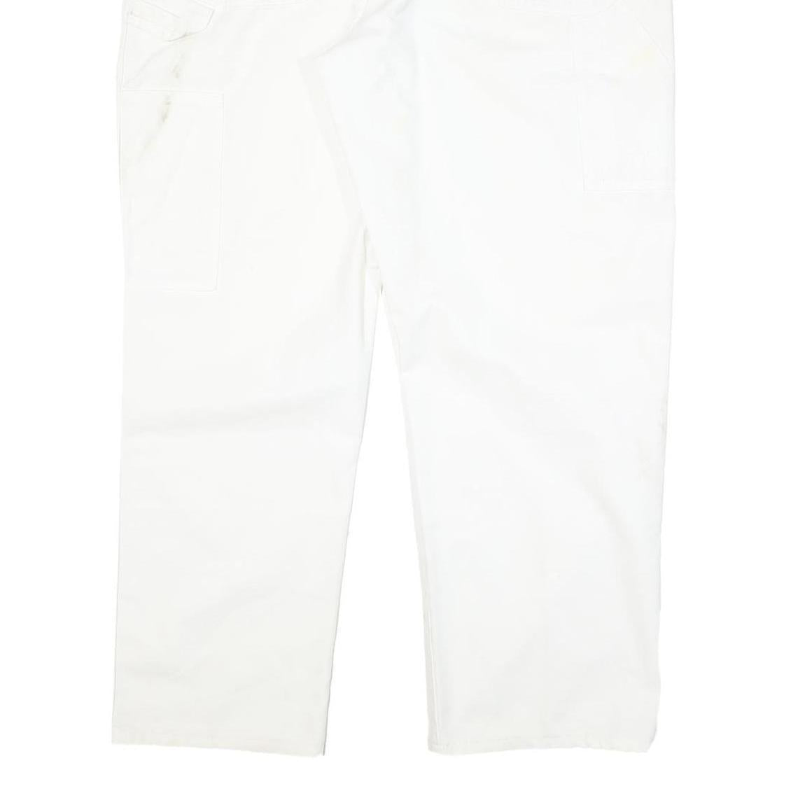 DICKIES Mens Cotton Blend White Regular Straight Trousers W37 L29 Workwear Zip