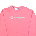 CHAMPION Womens Pink Sweatshirt Crew Neck S Cotton Blend Logo Casual Pullover