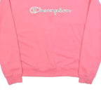 CHAMPION Womens Pink Sweatshirt Crew Neck S Cotton Blend Logo Casual Pullover