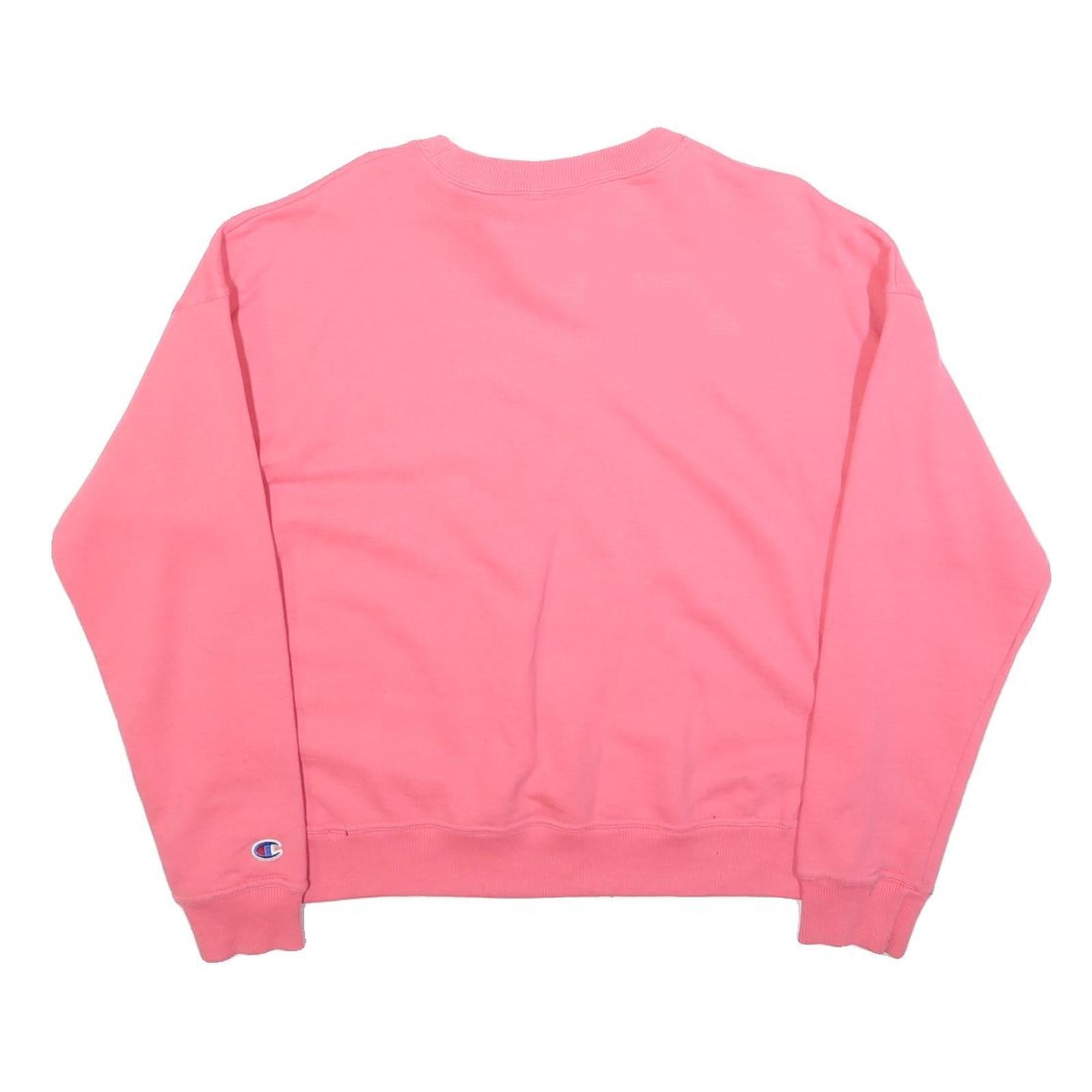 CHAMPION Womens Pink Sweatshirt Crew Neck S Cotton Blend Logo Casual Pullover