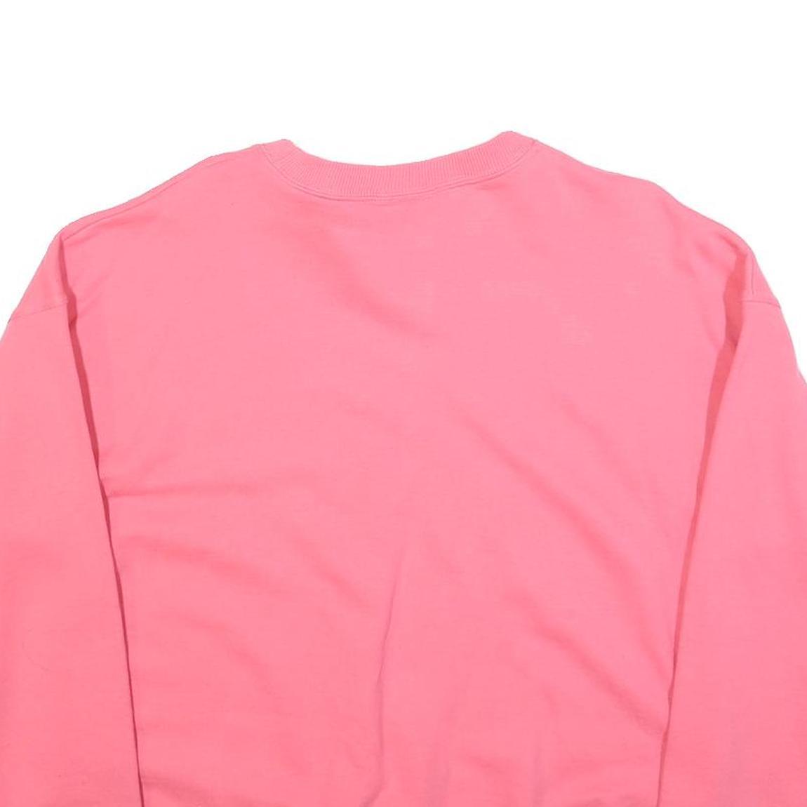 CHAMPION Womens Pink Sweatshirt Crew Neck S Cotton Blend Logo Casual Pullover
