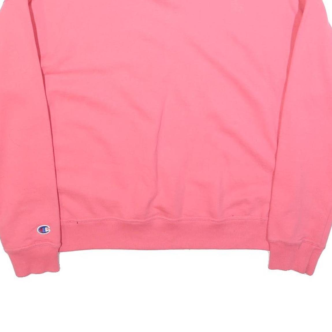 CHAMPION Womens Pink Sweatshirt Crew Neck S Cotton Blend Logo Casual Pullover