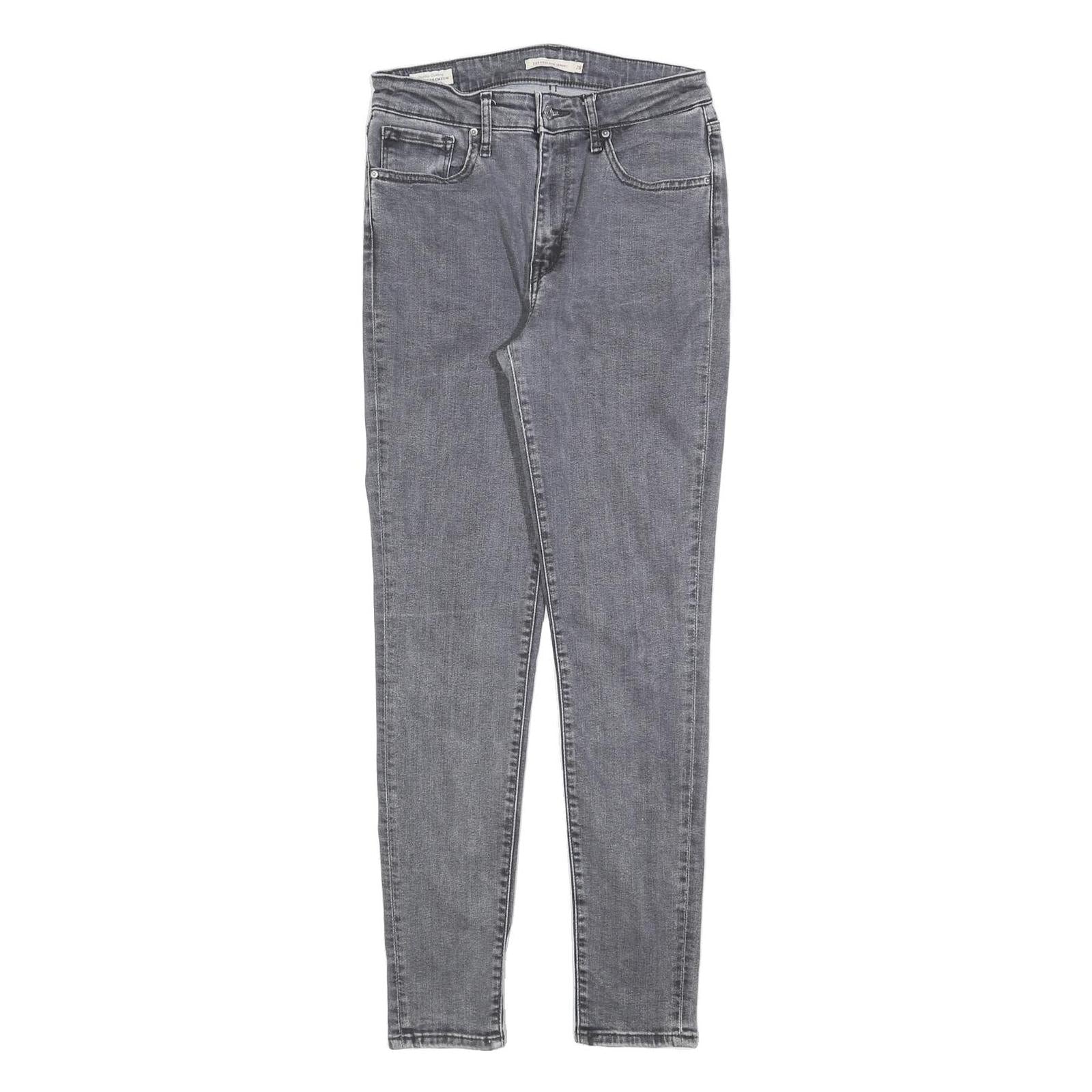 LEVI'S 721 Womens Slim Grey Denim Jeans W28 L30 Stylish Cotton Blend Zip Closure