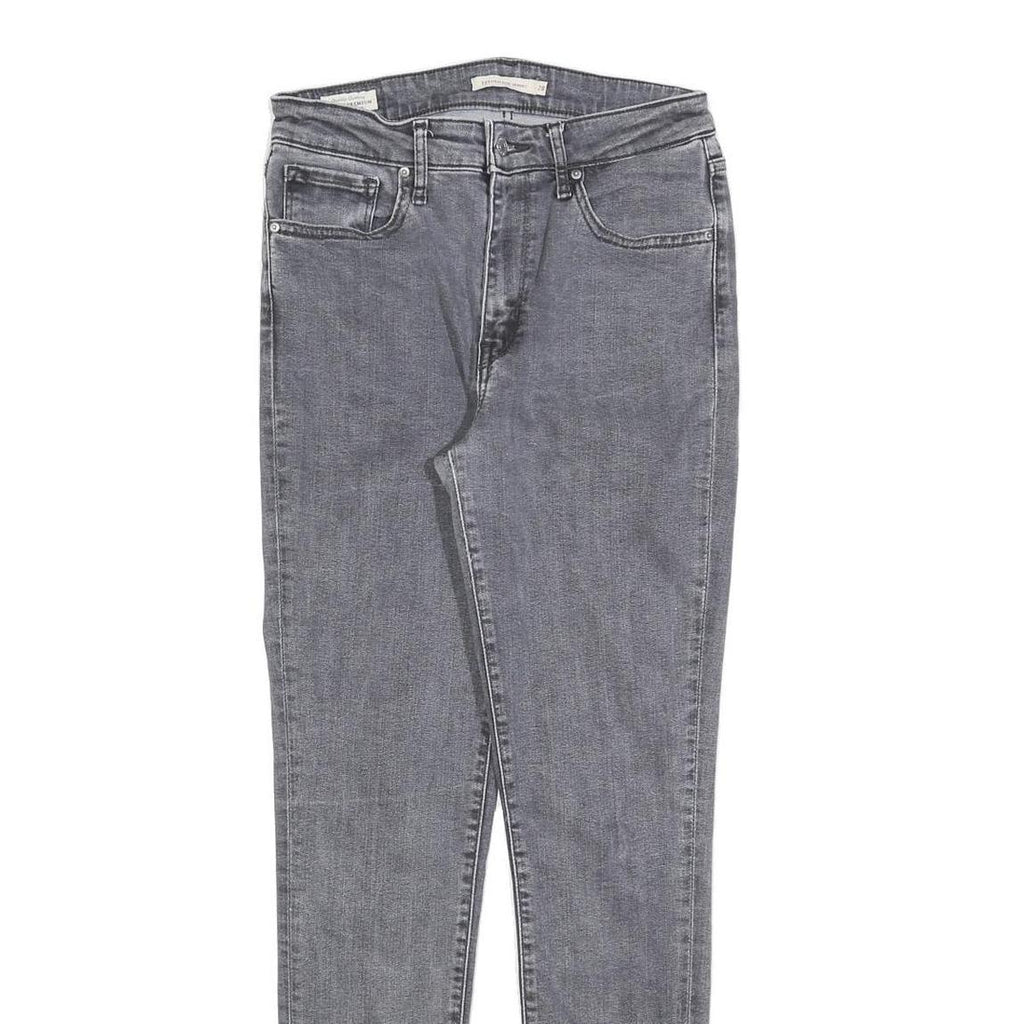 LEVI'S 721 Womens Slim Grey Denim Jeans W28 L30 Stylish Cotton Blend Zip Closure