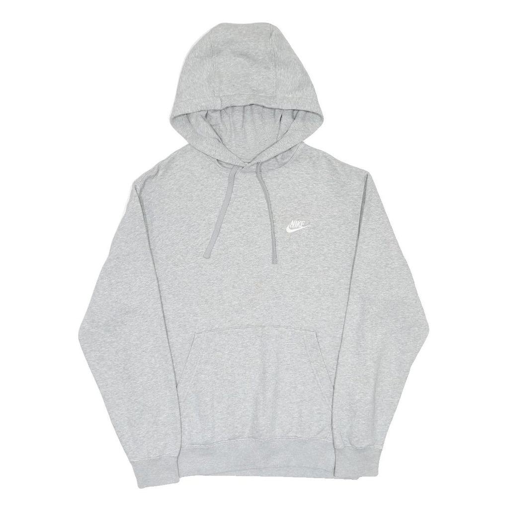 NIKE Mens Grey Pullover Hoodie M Cotton Blend Drawstring Sweatshirt