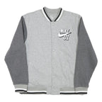 NIKE Boys Grey & Dark Grey Varsity Jacket XL Cotton Blend Button Bomber Plain