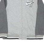 NIKE Boys Grey & Dark Grey Varsity Jacket XL Cotton Blend Button Bomber Plain