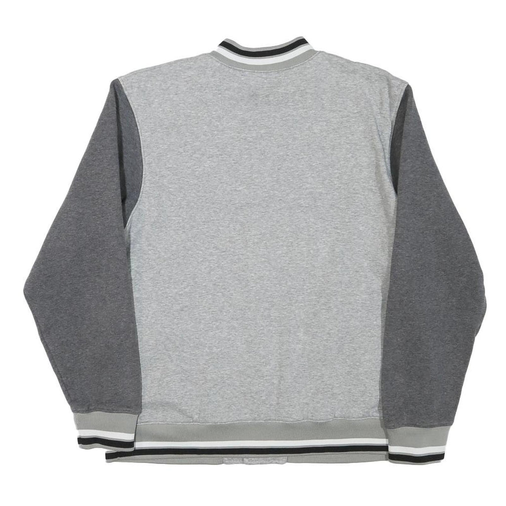 NIKE Boys Grey & Dark Grey Varsity Jacket XL Cotton Blend Button Bomber Plain