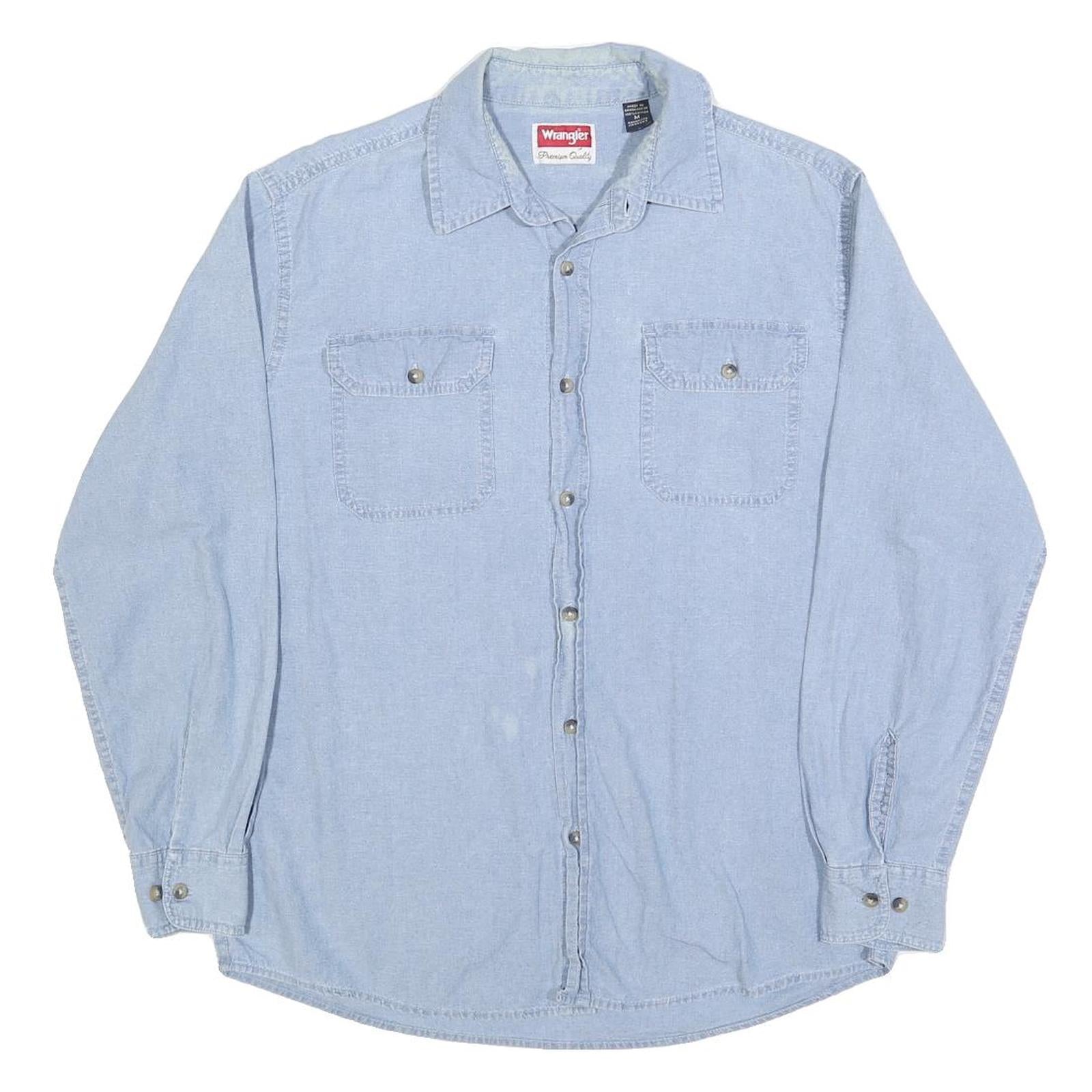 WRANGLER Mens Blue Cotton Shirt M Long Sleeve Casual Button Front