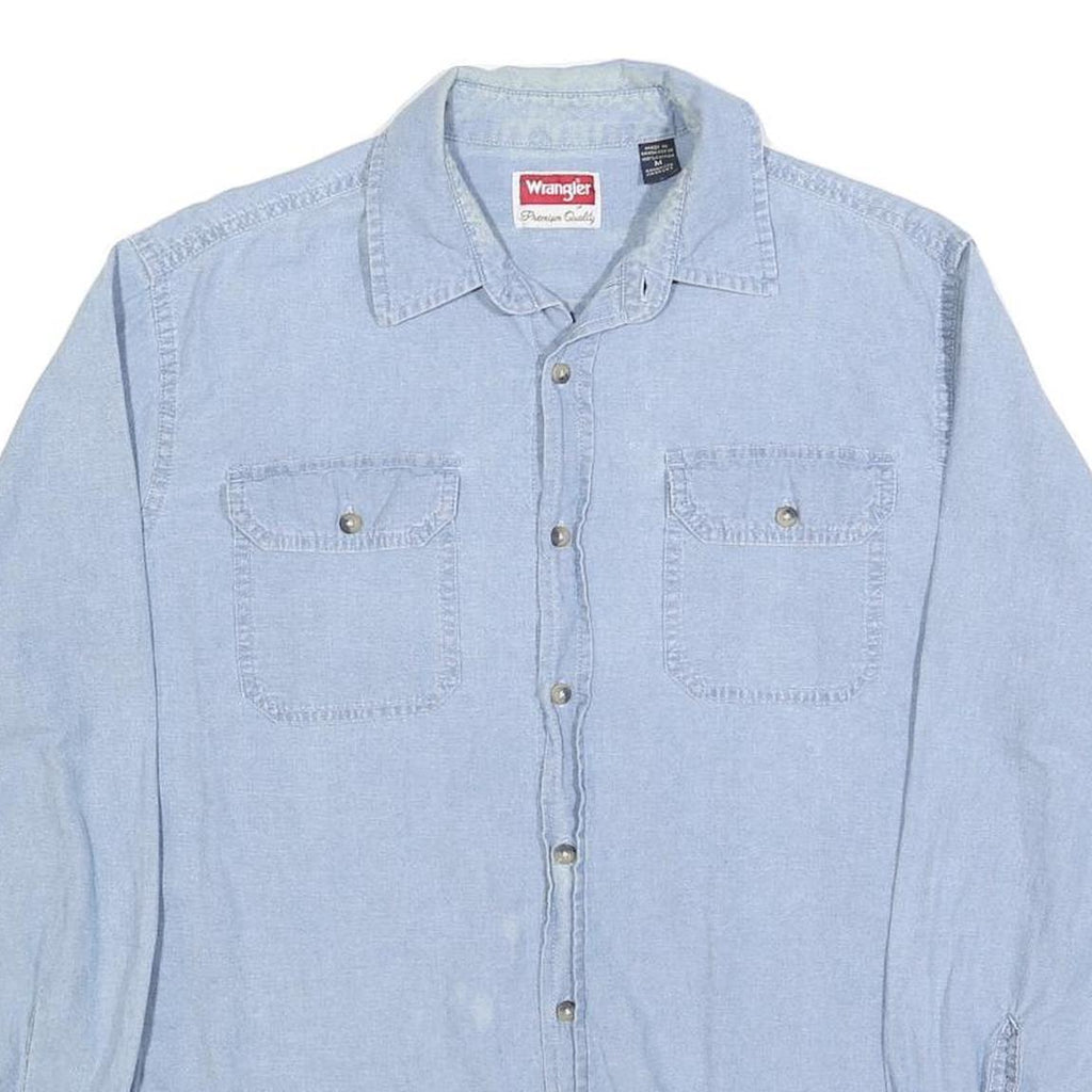 WRANGLER Mens Blue Cotton Shirt M Long Sleeve Casual Button Front