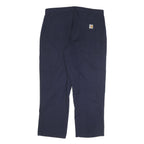 CARHARTT Mens Cotton Blend Navy Relaxed Straight Trousers W38 L30 Workwear Zip