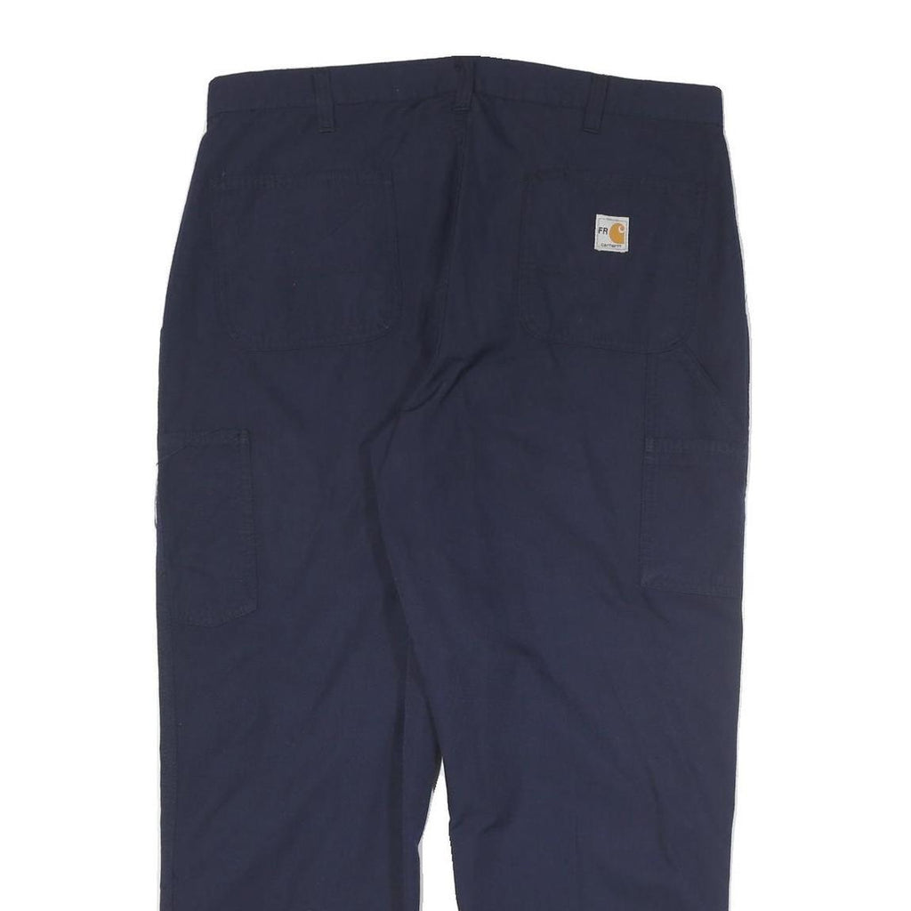 CARHARTT Mens Cotton Blend Navy Relaxed Straight Trousers W38 L30 Workwear Zip