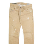 DIESEL Distressed Pleather Womens Jeans Beige Slim Straight W28 L30