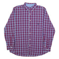 CHAPS Mens Red & Blue Checked Shirt L Button Down Cotton Blend Casual Long
