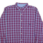CHAPS Mens Red & Blue Checked Shirt L Button Down Cotton Blend Casual Long
