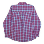 CHAPS Mens Red & Blue Checked Shirt L Button Down Cotton Blend Casual Long