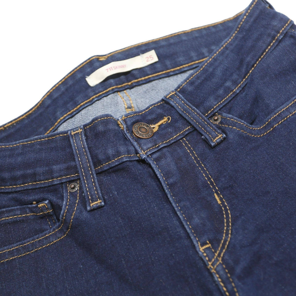 LEVI'S 711 Womens Slim Blue Denim Medium Woven W25 L28 Skinny Stretch Jeans