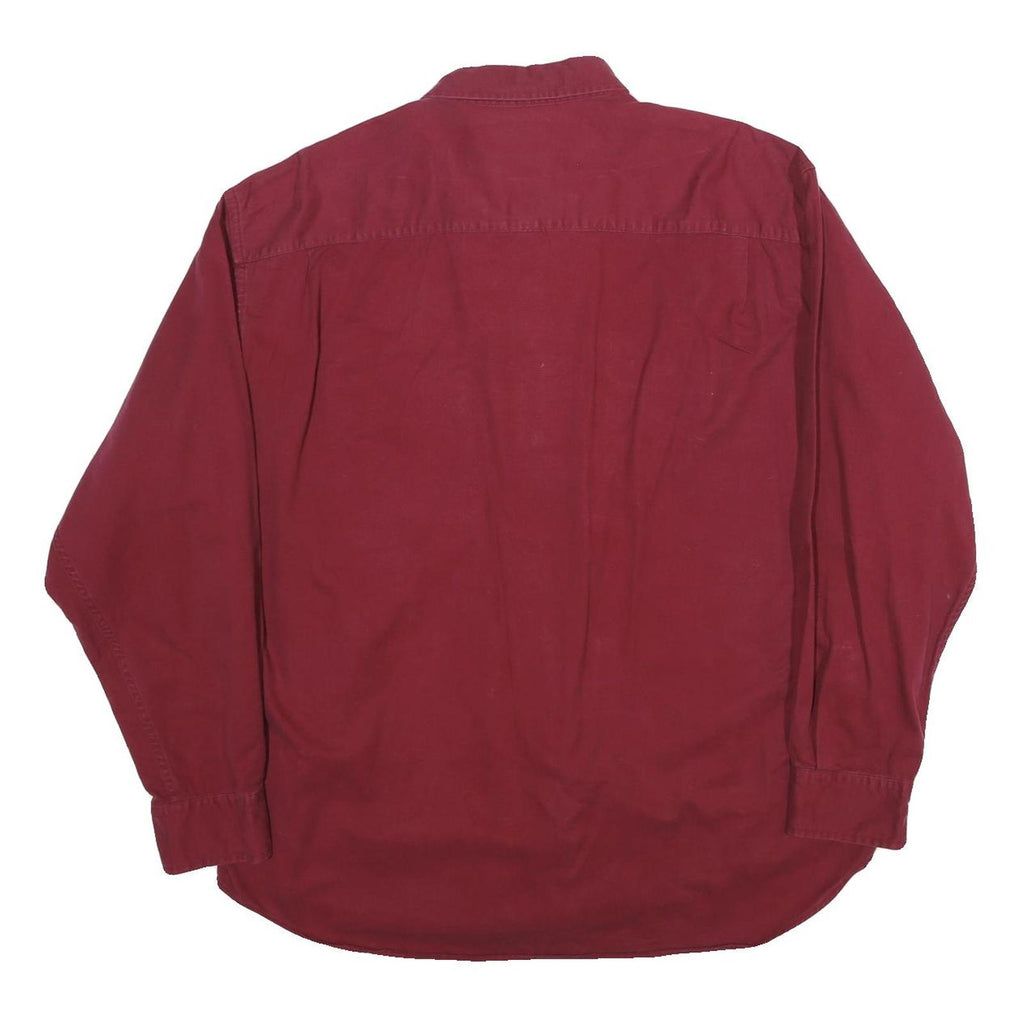 DOCKERS Mens Maroon Cotton Shirt L Button Down Collar Long Sleeve Casual