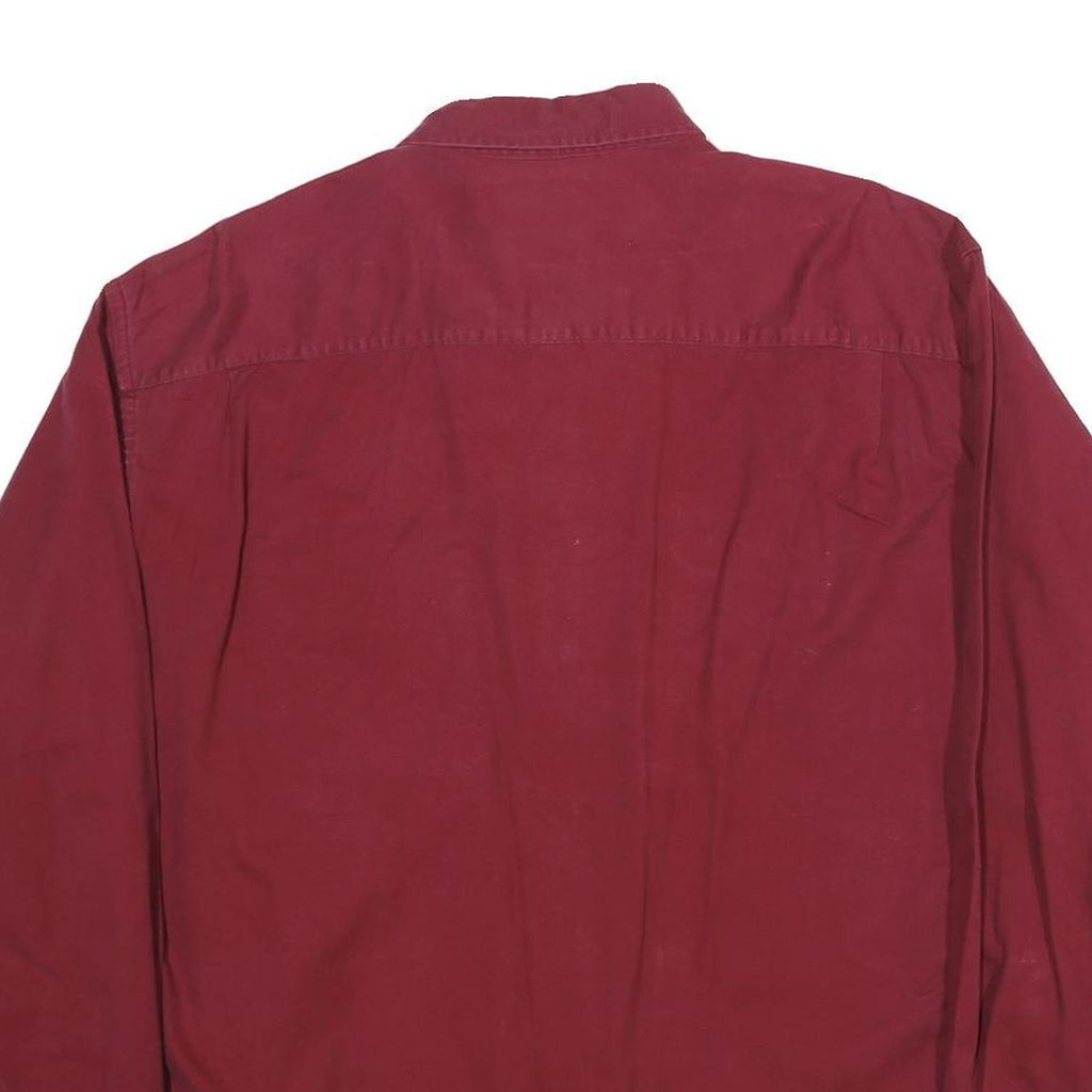 DOCKERS Mens Maroon Cotton Shirt L Button Down Collar Long Sleeve Casual