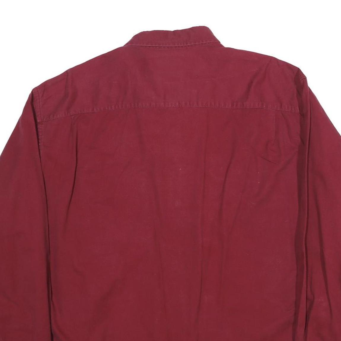 DOCKERS Mens Maroon Cotton Shirt L Button Down Collar Long Sleeve Casual