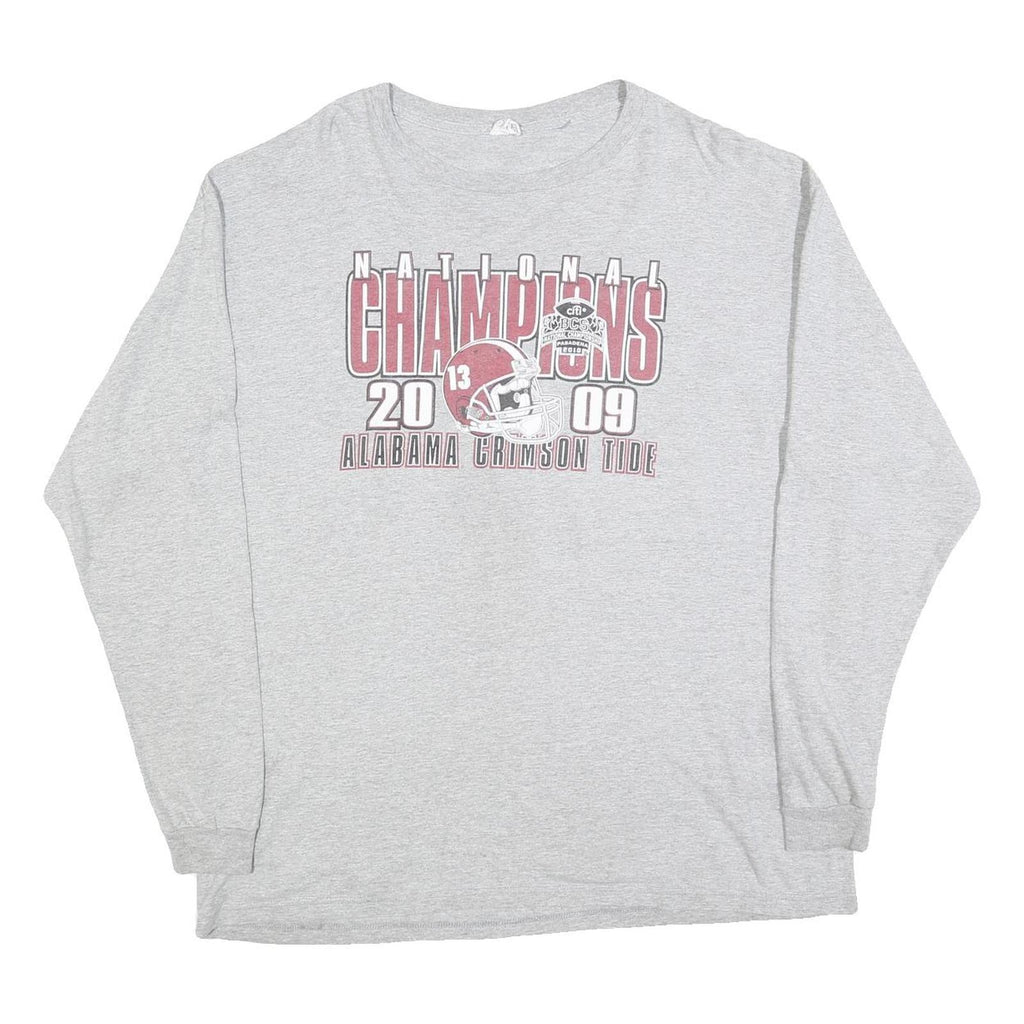 DELTA Mens Grey Alabama Crimson Tide Football T-Shirt XL Long Sleeve Crew Neck