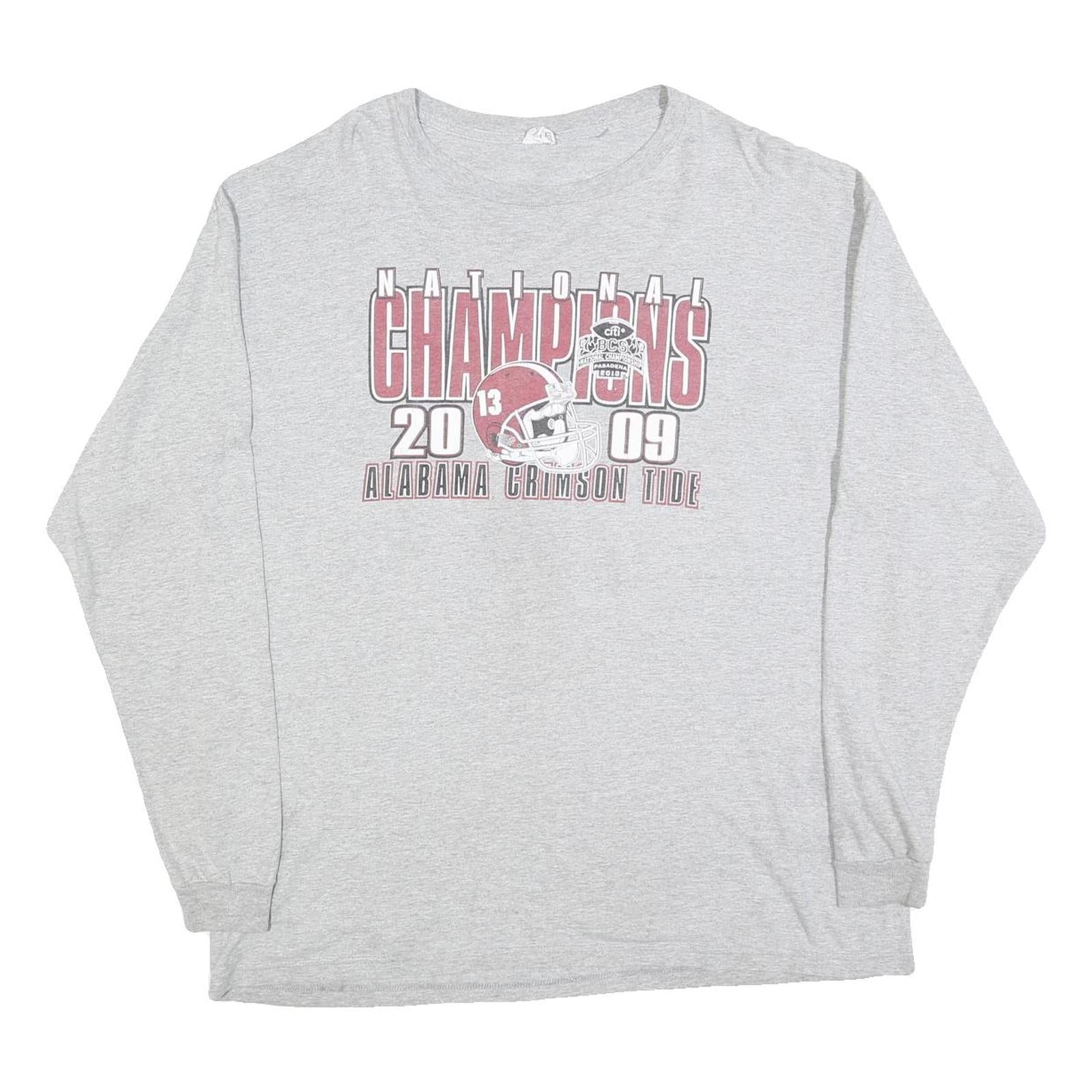 DELTA Mens Grey Alabama Crimson Tide Football T-Shirt XL Long Sleeve Crew Neck