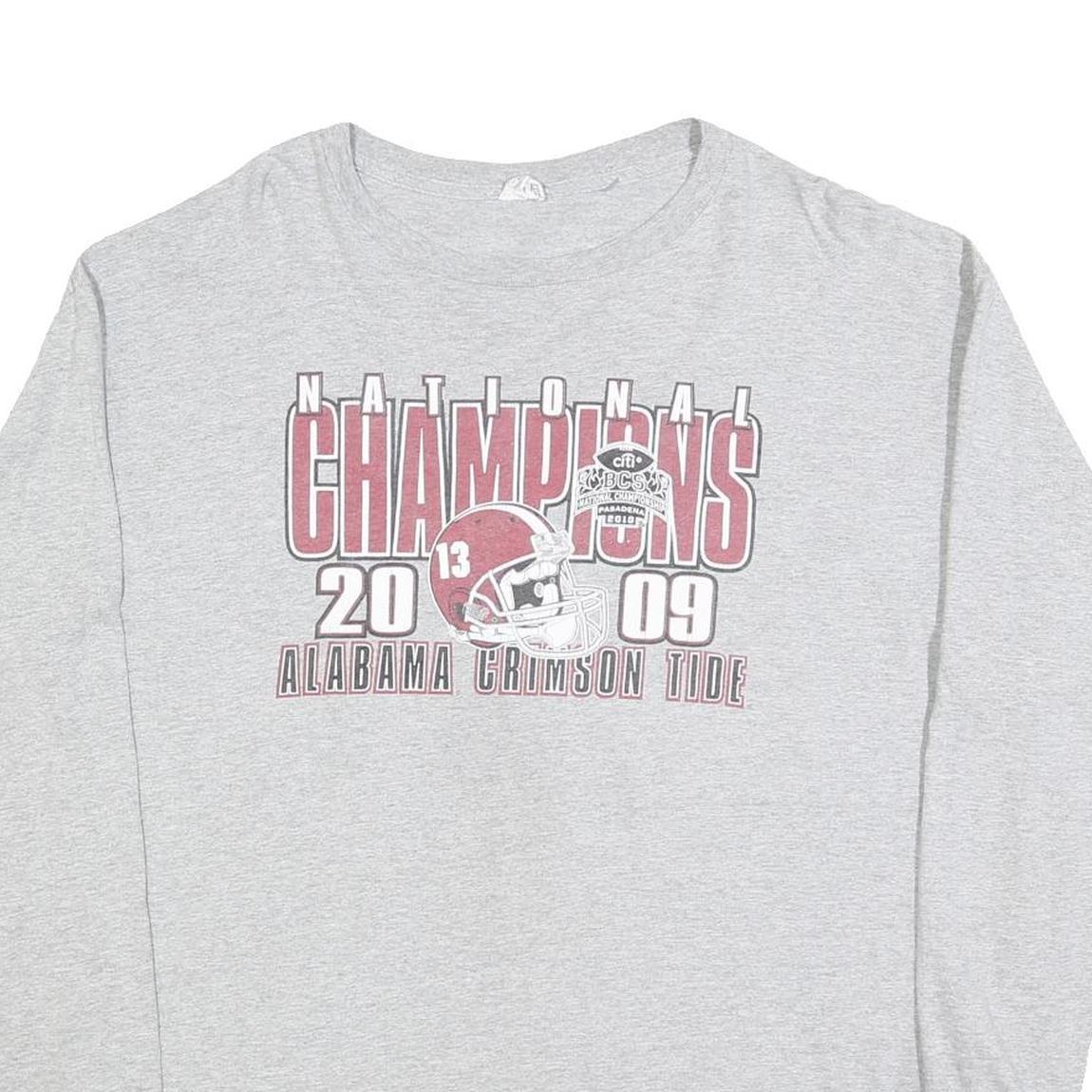 DELTA Mens Grey Alabama Crimson Tide Football T-Shirt XL Long Sleeve Crew Neck