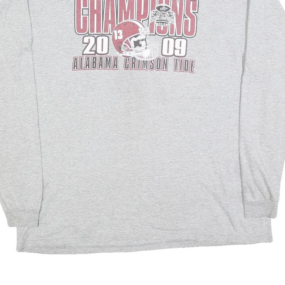 DELTA Mens Grey Alabama Crimson Tide Football T-Shirt XL Long Sleeve Crew Neck