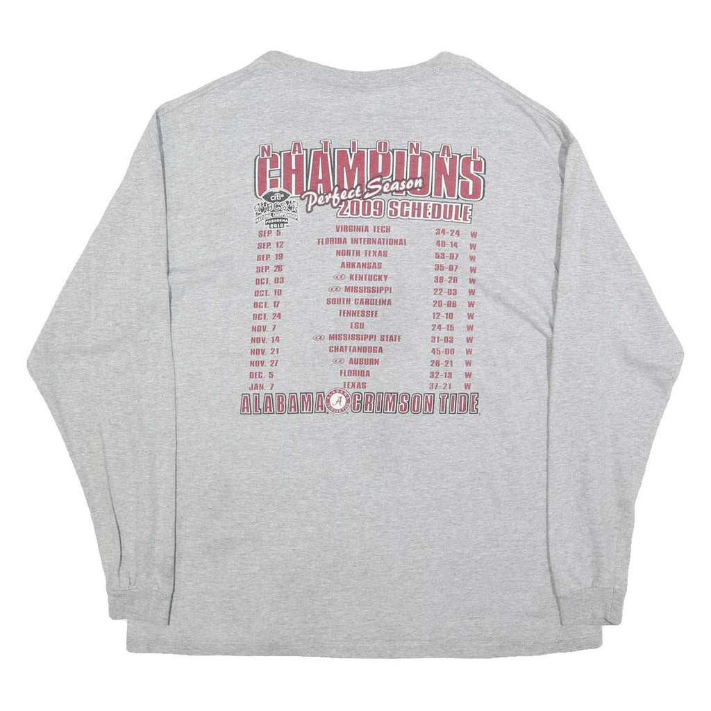 DELTA Mens Grey Alabama Crimson Tide Football T-Shirt XL Long Sleeve Crew Neck