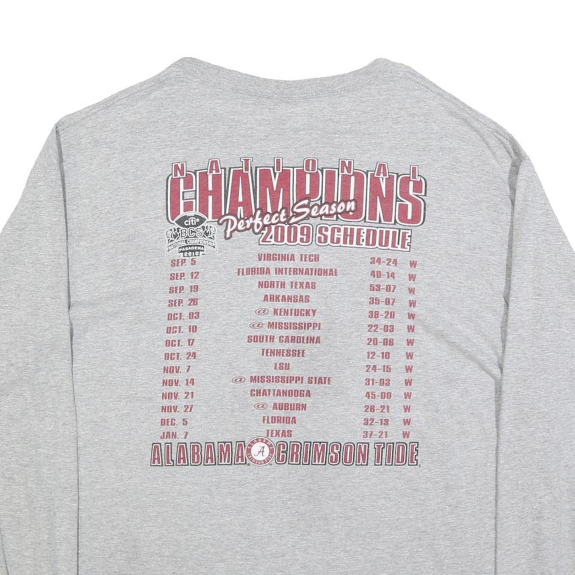 DELTA Mens Grey Alabama Crimson Tide Football T-Shirt XL Long Sleeve Crew Neck