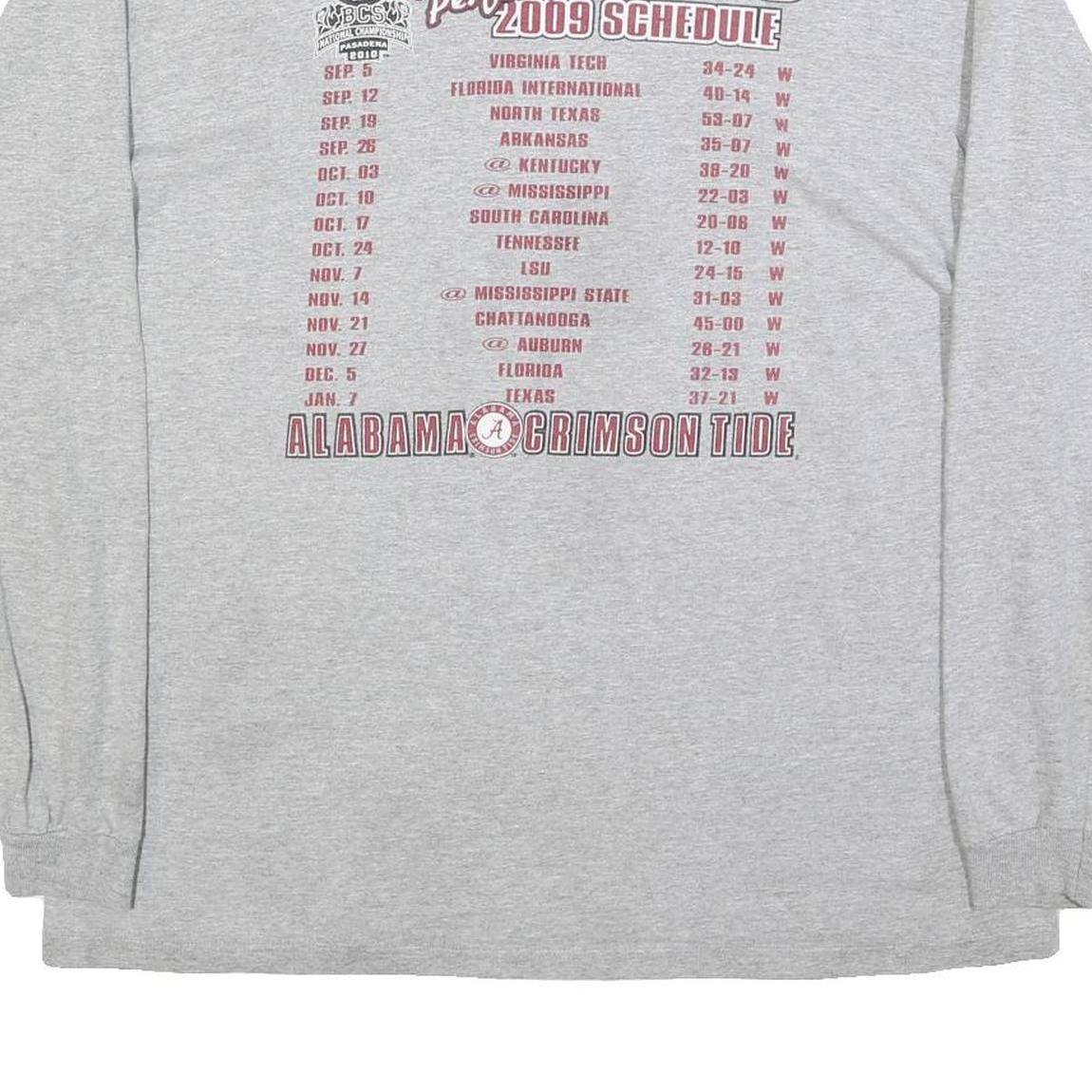 DELTA Mens Grey Alabama Crimson Tide Football T-Shirt XL Long Sleeve Crew Neck
