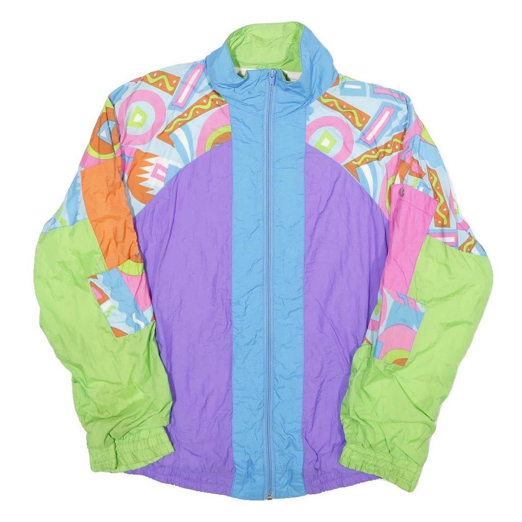 CHRISTINA SPORT Womens Blue & Purple Printed Nylon Jacket S Lightweight Zip