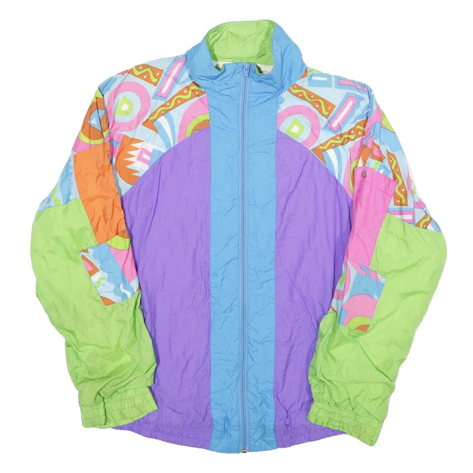 CHRISTINA SPORT Womens Blue & Purple Printed Nylon Jacket S Lightweight Zip