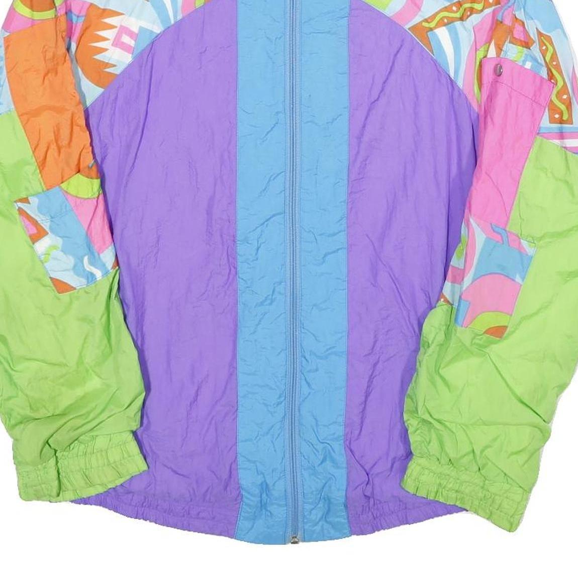 CHRISTINA SPORT Womens Blue & Purple Printed Nylon Jacket S Lightweight Zip