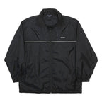 REEBOK Mens Black Nylon Zip Jacket L Lightweight Sportswear Reflective Stripe