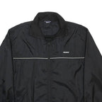 REEBOK Mens Black Nylon Zip Jacket L Lightweight Sportswear Reflective Stripe