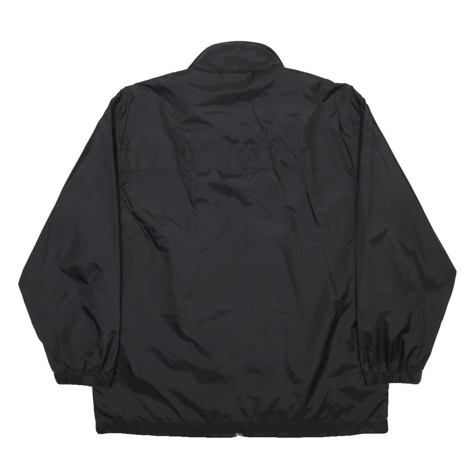 REEBOK Mens Black Nylon Zip Jacket L Lightweight Sportswear Reflective Stripe