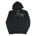 PUMA Mens Black Cotton Blend Full Zip Hoodie S With Logo Graphic