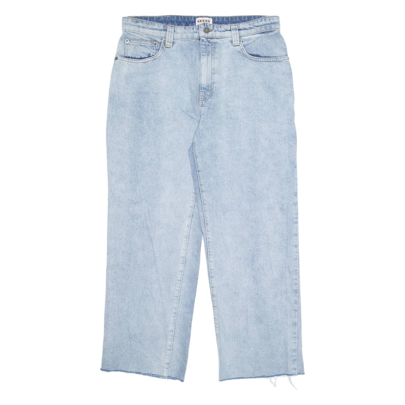 GUESS Carpenter Cargo Mens Jeans Blue Regular Straight Acid Wash W38 L29