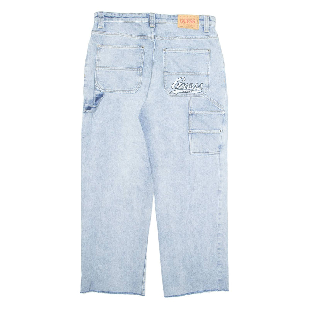 GUESS Carpenter Cargo Mens Jeans Blue Regular Straight Acid Wash W38 L29