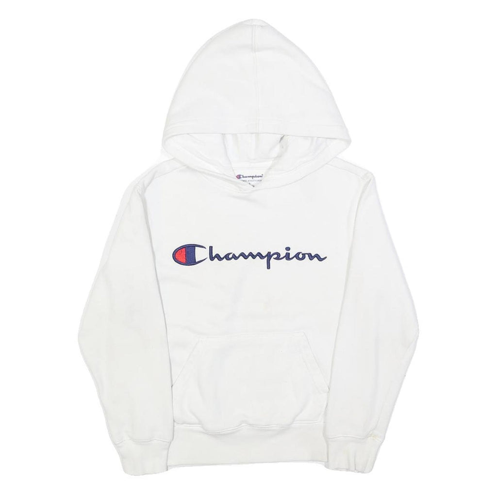 CHAMPION Womens White Hoodie S Classic Logo Pullover Hooded Sweatshirt
