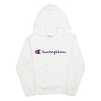 CHAMPION Womens White Hoodie S Classic Logo Pullover Hooded Sweatshirt