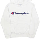 CHAMPION Womens White Hoodie S Classic Logo Pullover Hooded Sweatshirt