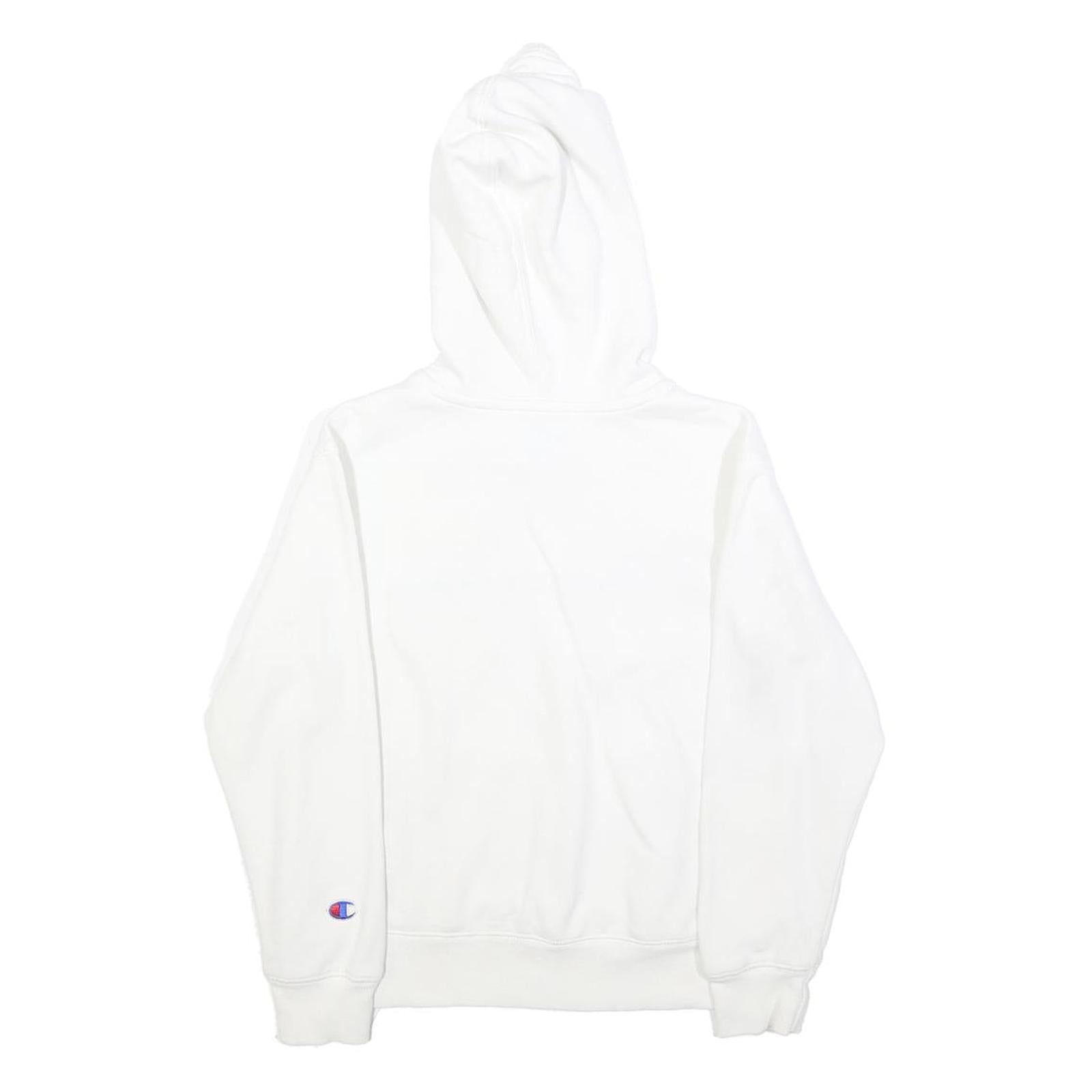 CHAMPION Womens White Hoodie S Classic Logo Pullover Hooded Sweatshirt