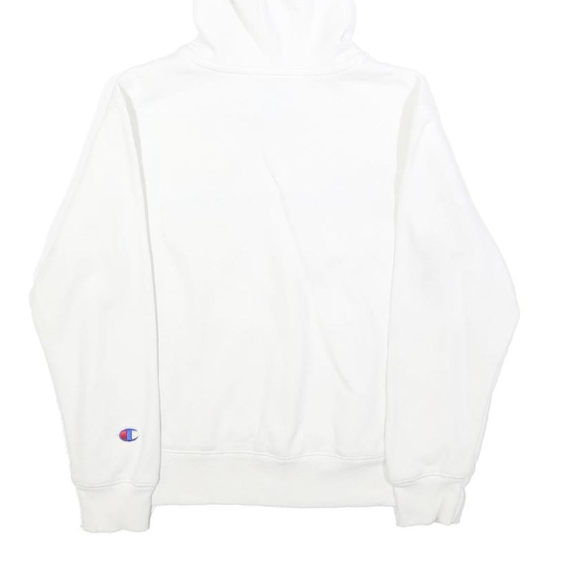 CHAMPION Womens White Hoodie S Classic Logo Pullover Hooded Sweatshirt