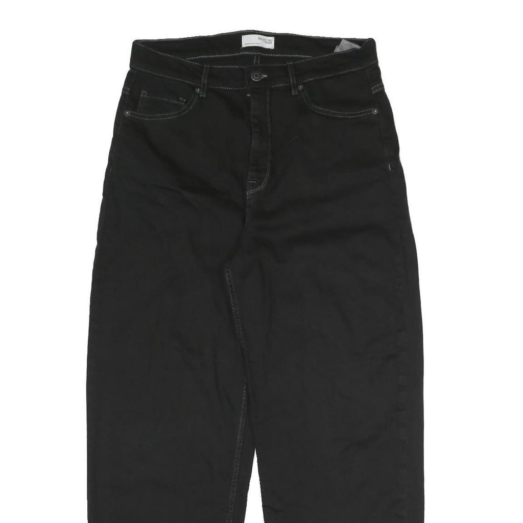 SELECTED FEMME Womens Jeans Black Regular Straight Denim W30 L27 Zip Closure