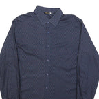 TOP MEN Mens Blue Patterned Shirt M Button Long Sleeve Stylish Casual