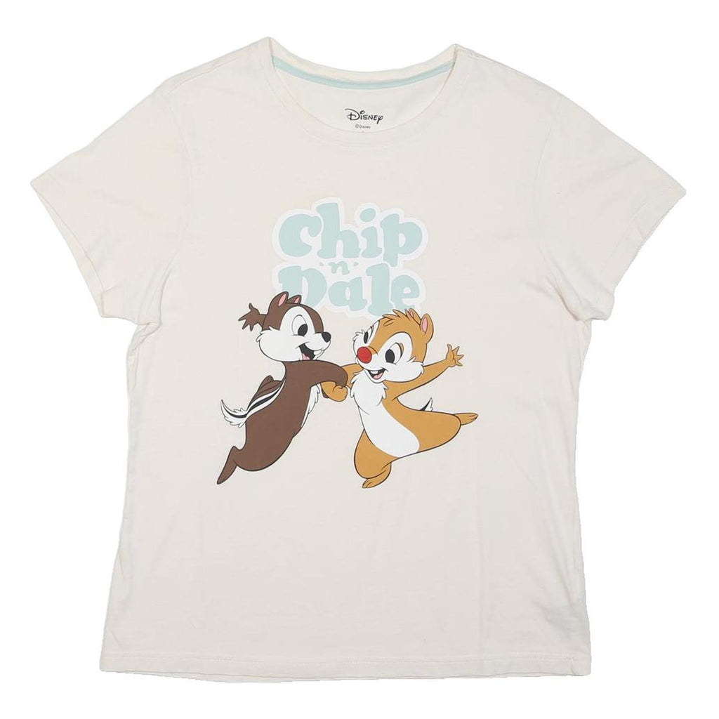 DISNEY Womens Cream Chip N Dale Graphic T-Shirt S Short Sleeve Round Neck