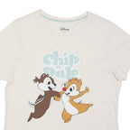 DISNEY Womens Cream Chip N Dale Graphic T-Shirt S Short Sleeve Round Neck